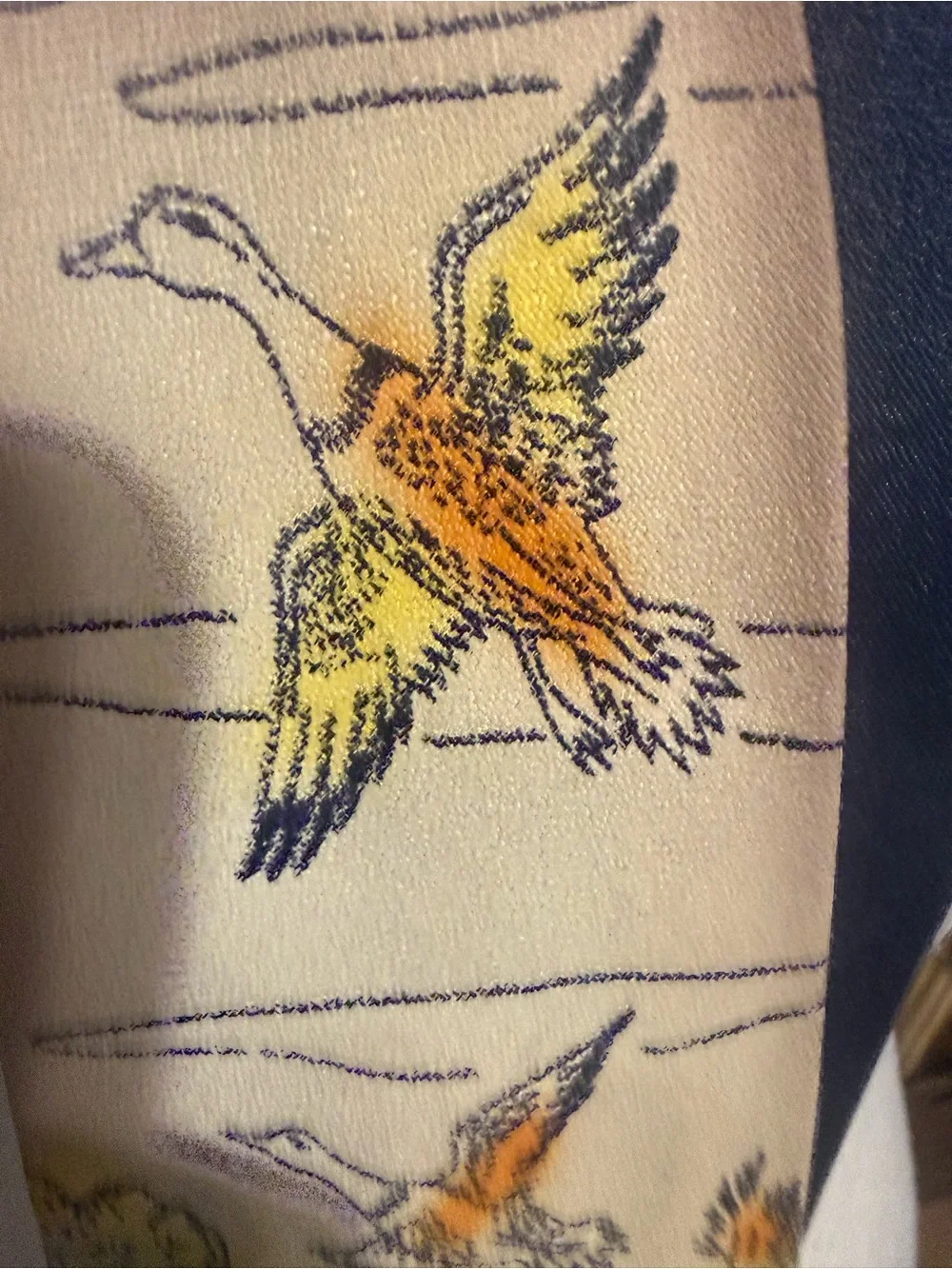 1940’s Brent hand painted hunting necktie dog ducks geese Montgomery Ward